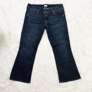 Women Hudson Collin Mid Rise Bootcut Crop Denim Jeans in Dark Blue Size 33